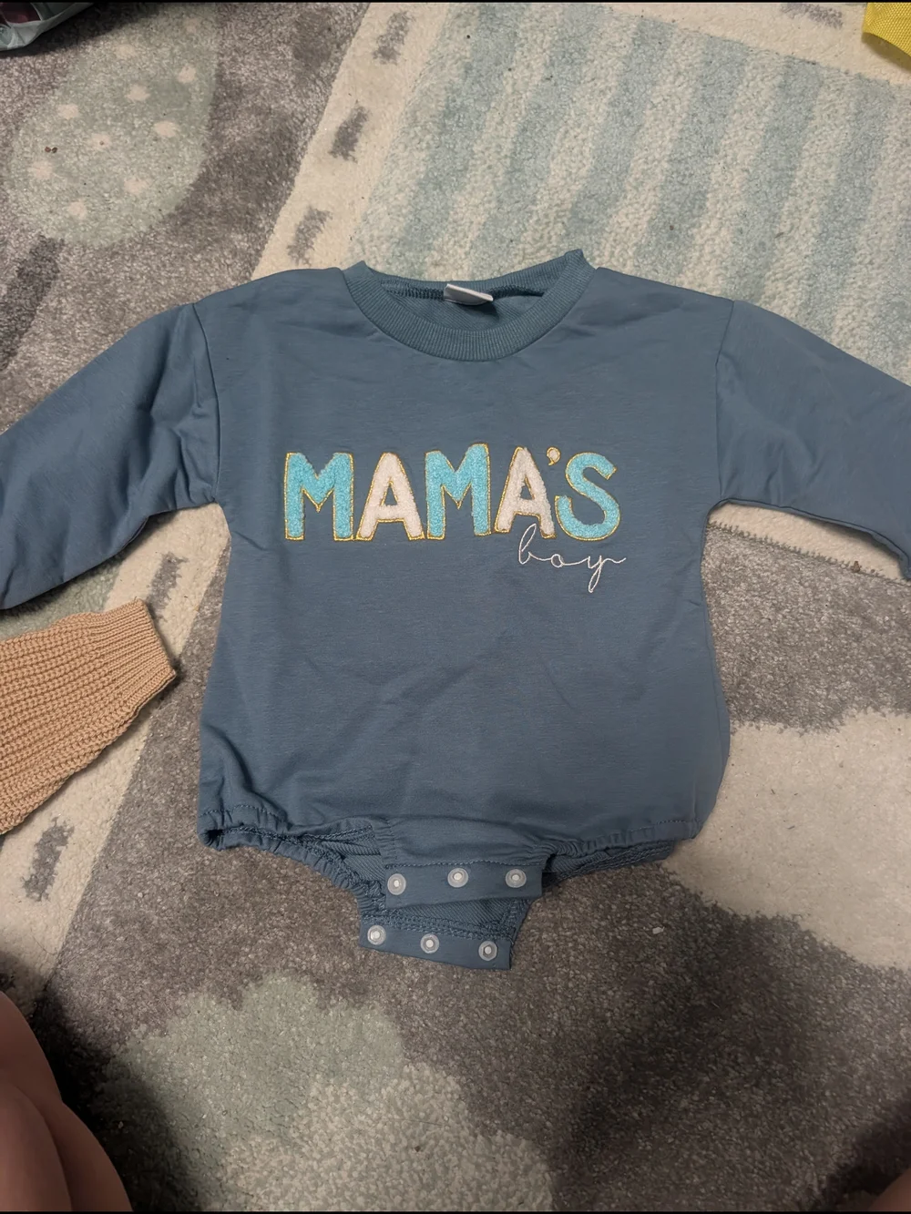 Mama's Boy Blue Long-Sleeve One-Piece